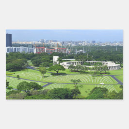 Pegatina Rectangular Cementerio americano de Manila y Monumento conmemo