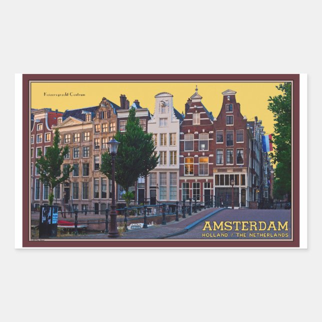 Pegatina Rectangular Centro Amsterdam-Keizersgracht (Anverso)