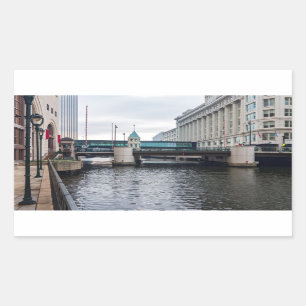Pegatina Rectangular centro de milwaukee riverfront y arquitectura