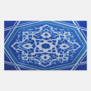 Pegatina Rectangular Cerámica turca tribal étnica floral del mosaico 