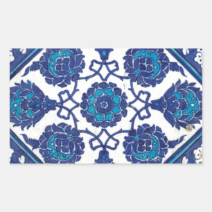 Pegatina Rectangular Cerámica turca tribal étnica floral del mosaico