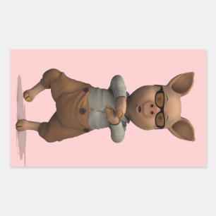 Pegatina Rectangular Cerdo rapero