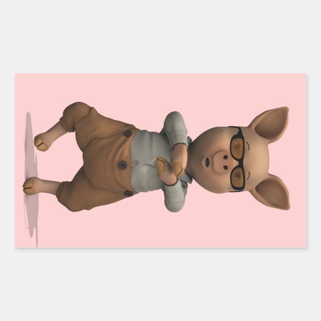 Pegatina Rectangular Cerdo rapero (Anverso)