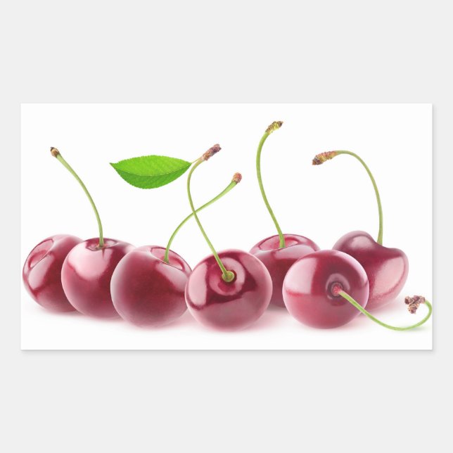 Pegatina Rectangular Cerezas seguidas (Anverso)
