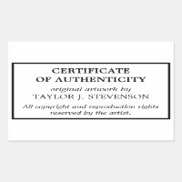 Certificado blanco negro de autenticidad