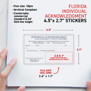 Pegatina Rectangular Certificado de Reconocimiento Notarial de FLORIDA 