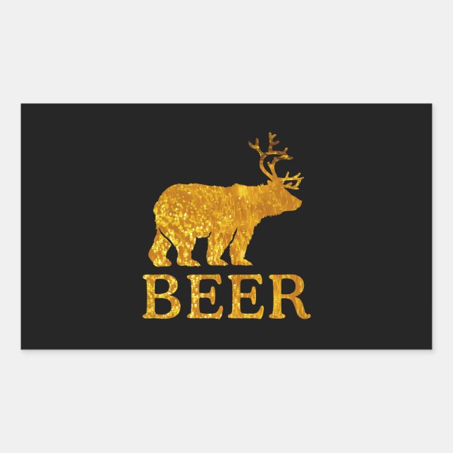 Pegatina Rectangular Cerveza o ciervo de oso Guay (Anverso)