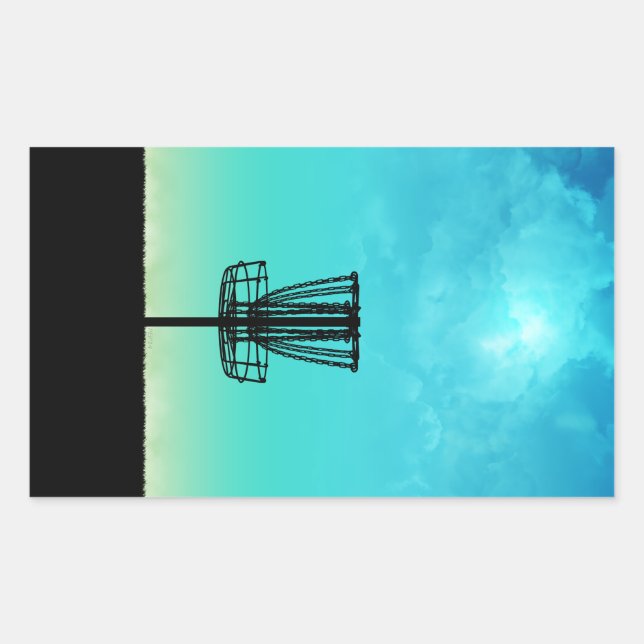 Pegatina Rectangular Cesta de Golf de Disco (Anverso)