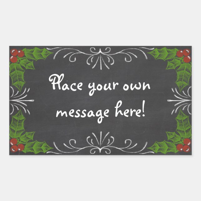 Pegatina Rectangular Chalkboard Happy Holidays (Anverso)