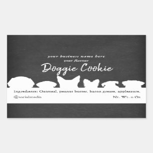Pegatina Rectangular Chalkboard, siluetas de perro galleta de perro