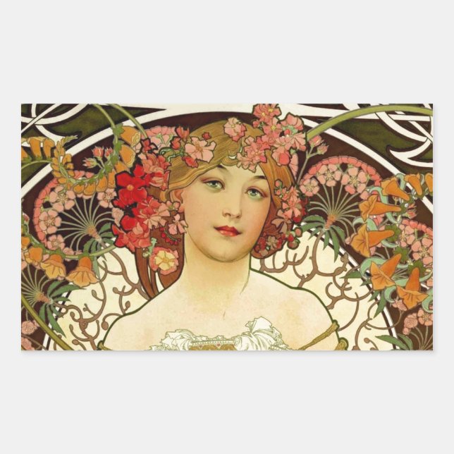 Pegatina Rectangular Champagne Woman 1897 - F. Champenois Imprimeur (Anverso)