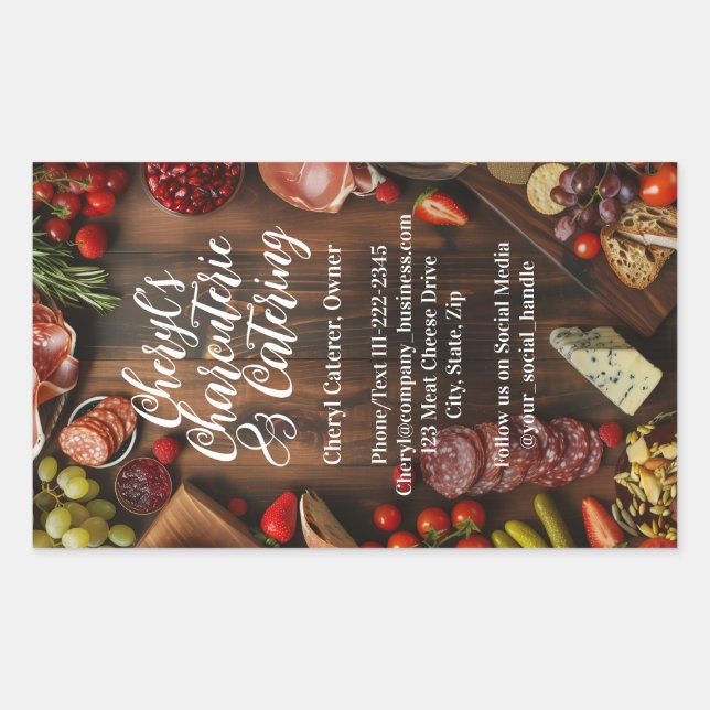 Pegatina Rectangular Charcuterie Catering Party or Social Event Planner (Anverso)