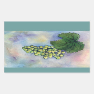 Pegatina Rectangular Chardonnay Wine Art Green Grapes Pegatinas
