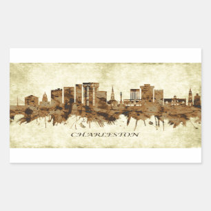 Pegatina Rectangular Charleston South Carolina Cityscape