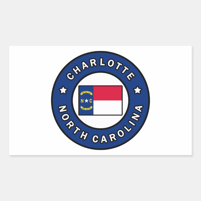 Pegatina Rectangular Charlotte Carolina del Norte (Anverso)