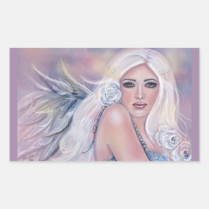 Pegatina Rectangular Charmeine Heavenly angel art de Renee Lavoie