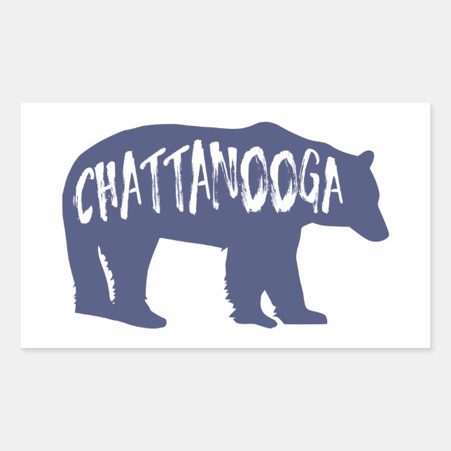 Pegatina Rectangular Chattanooga Tennessee Bear (Anverso)