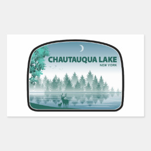 Pegatina Rectangular Chautauqua Lake New York Deer