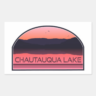 Pegatina Rectangular Chautauqua Lake New York Red Sunrise