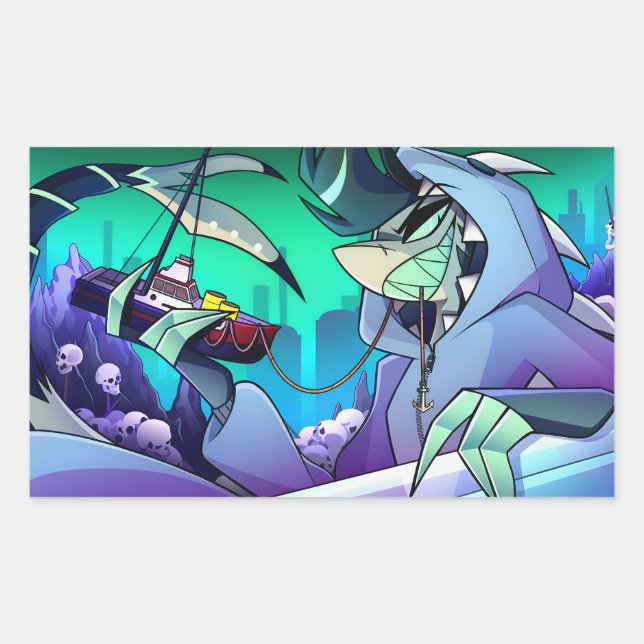 Pegatina Rectangular Chaz Halloween Slasher | Helluva Boss |  (Anverso)