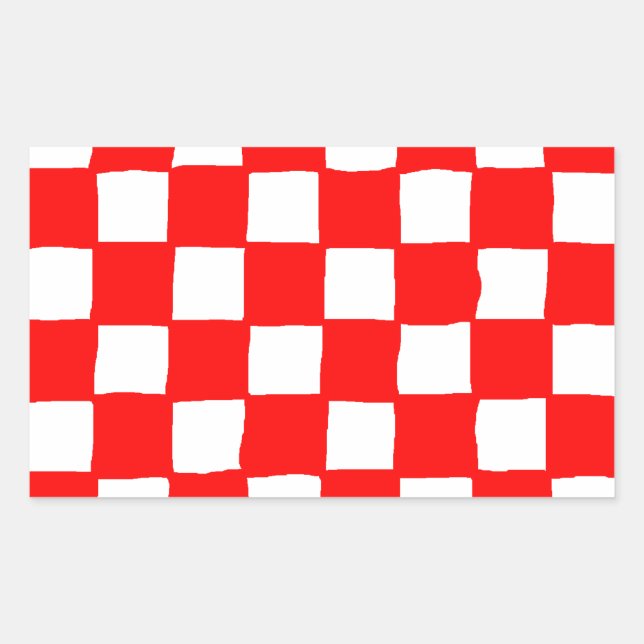 Pegatina Rectangular checkered pattern (red) (Anverso)
