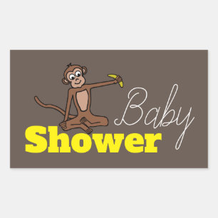 Pegatina Rectangular Cheeky Monkey, Baby Shower