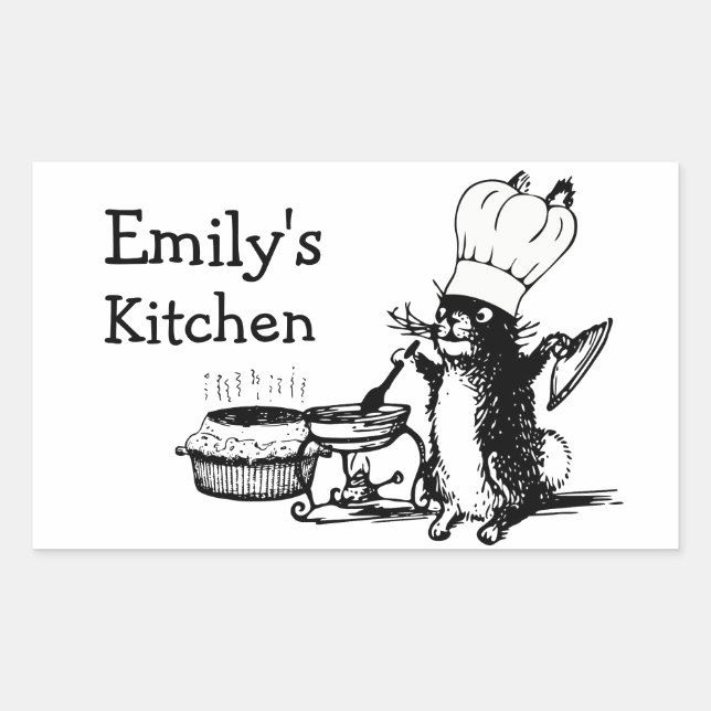 Pegatina Rectangular Chef Cute Bunny (Anverso)