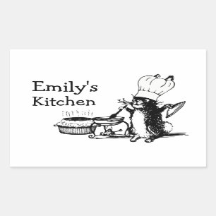 Pegatina Rectangular Chef Cute Bunny
