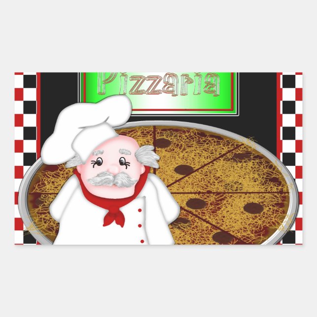 Pegatina Rectangular Chef Italiano (Anverso)