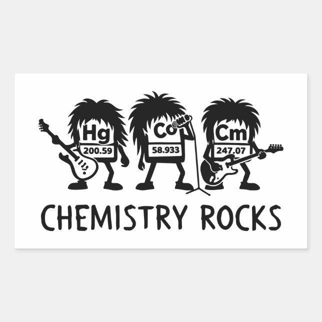 Pegatina Rectangular Chemistry Rocks Science Rock Band (Anverso)