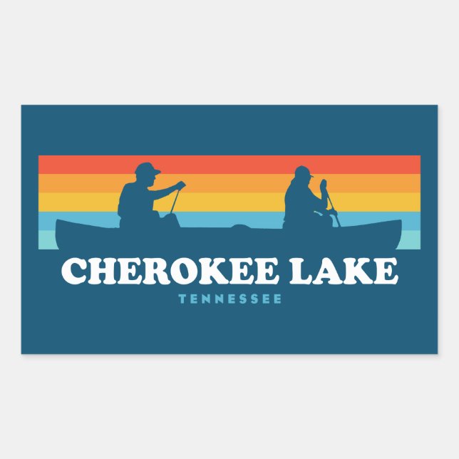 Pegatina Rectangular Cherokee Lake Tennessee Canoe (Anverso)