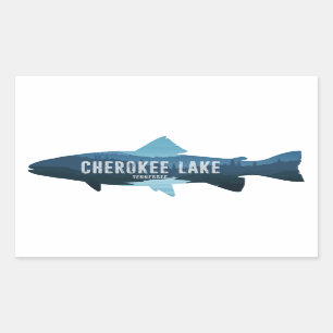 Pegatina Rectangular Cherokee Lake Tennessee Fish