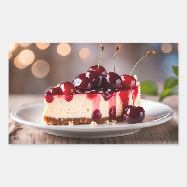 Pegatina Rectangular Cherry Cheesecake (Anverso)