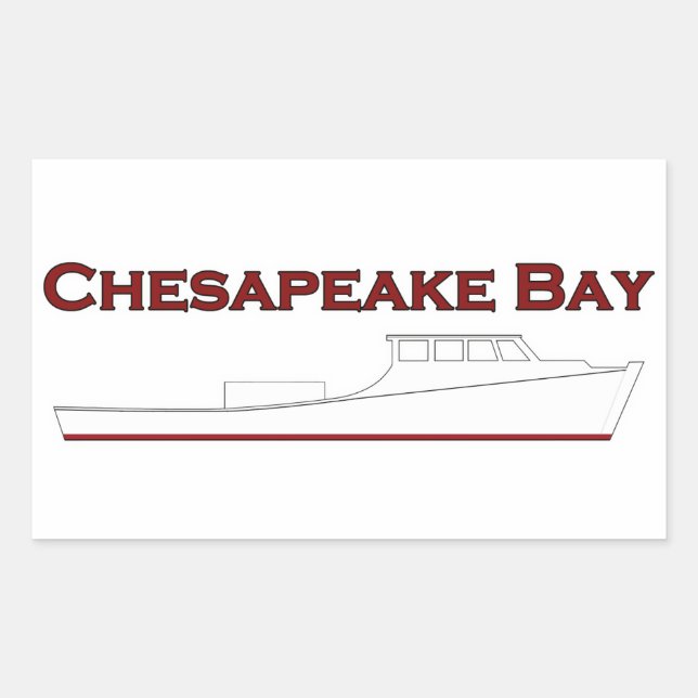 Pegatina Rectangular Chesapeake Bay Deadrise Workboat (Anverso)