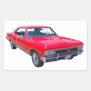 Pegatina Rectangular Chevelle Chevy Chevelle roja 1966 SS 396