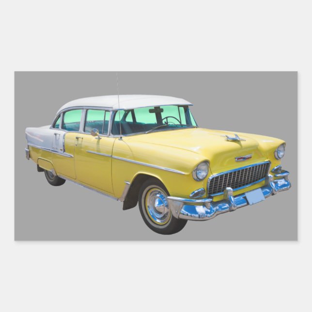 Pegatina Rectangular Chevrolet Bel Air Antique Car 1955 (Anverso)