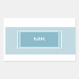Pegatina Rectangular Chevron azul con el monograma