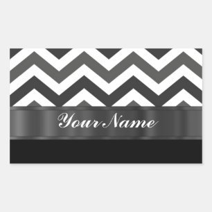 Pegatina Rectangular Chevron blanco y negro