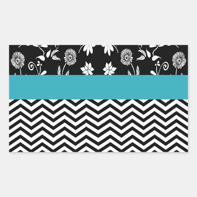 Pegatina Rectangular chevron floral (Anverso)
