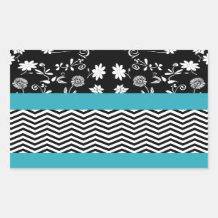 Pegatina Rectangular chevron floral