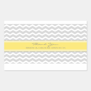 Pegatina Rectangular Chevron Gris Amarillo Gracias Etiquetas De Favor D