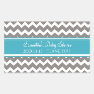 Pegatina Rectangular Chevron gris verde azulado Baby Shower favorece a