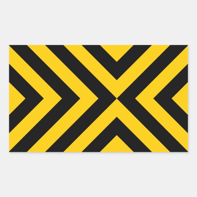 Pegatina Rectangular Chevrons amarillos y negros (Anverso)