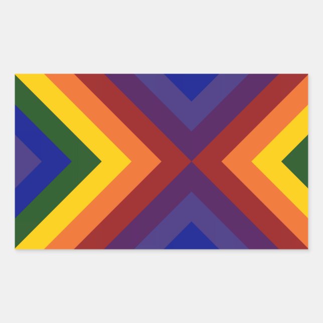 Pegatina Rectangular Chevrons arcoiris (Anverso)