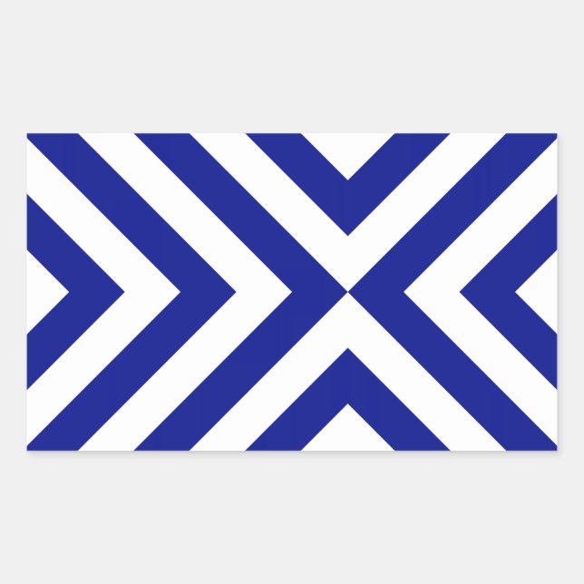 Pegatina Rectangular Chevrons azules y blancos (Anverso)