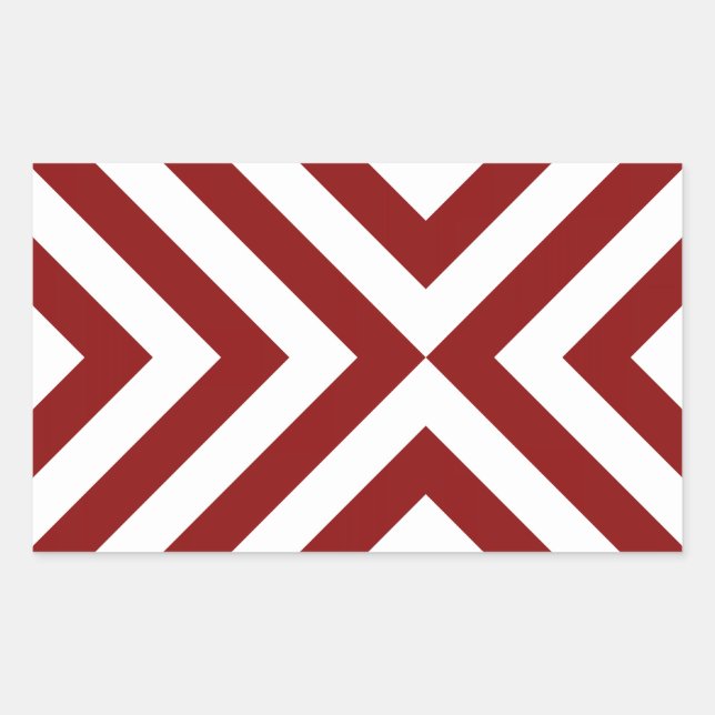 Pegatina Rectangular Chevrons rojo y blanco (Anverso)