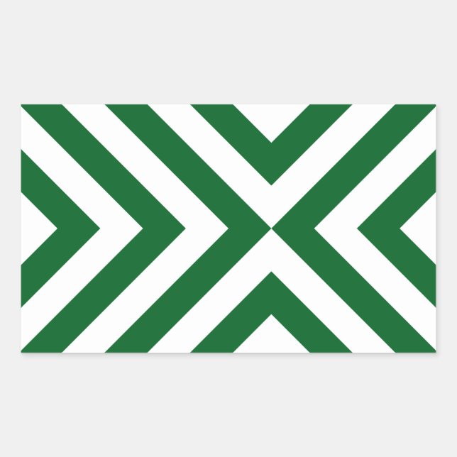 Pegatina Rectangular Chevrons verdes y blancos (Anverso)