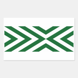 Pegatina Rectangular Chevrons verdes y blancos