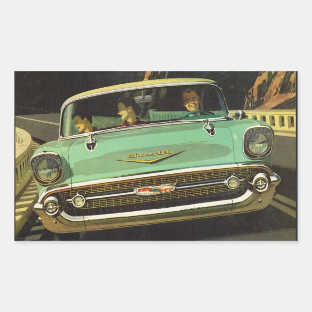 Pegatina Rectangular Chevy Bel Air 1957 (Anverso)