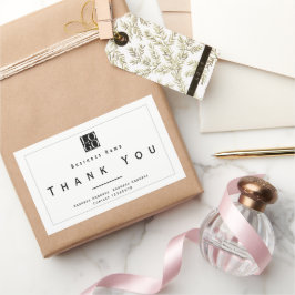 Pegatina Rectangular Chic Minimalist Thank You Business Logo White